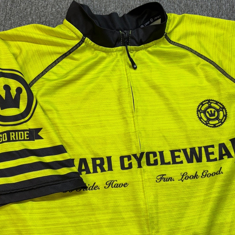 Vintage CANARI CYCLEWEAR Cycling Jersey Mens XL Full Zip Neon Yellow USA Made